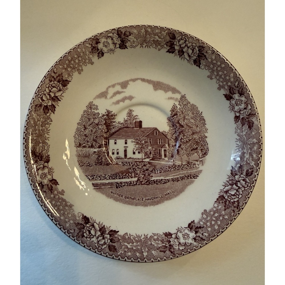 VTG Rare Old English Staffordshire Ware Purple Whittier Birthplace 5.5" Plate